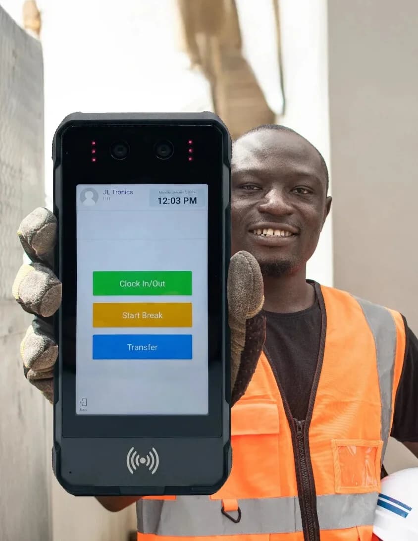 EasyClocking M2000 rugged mobile time clock for construction