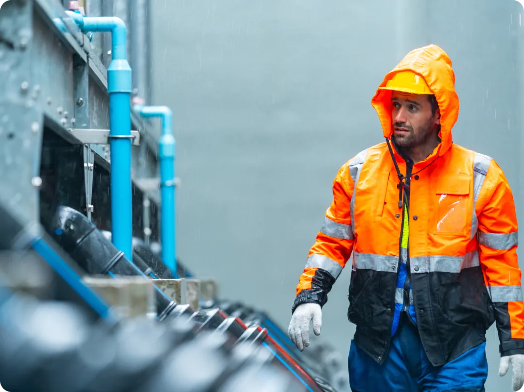 Rugged weatherproof EasyClocking P3000 portable time clock in a harsh outdoor construction environment